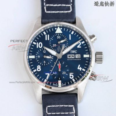 Perfect Copy IWS Factory IWC Pilot Blue Dial 41mm Quick Release Leather Strap 